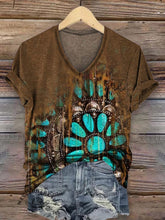 Frauen lässig Western Print T-Shirt